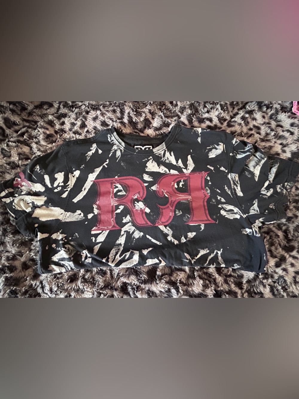 Rock revival large Black Tie-Dye Graphic Tee with Maroon Logo